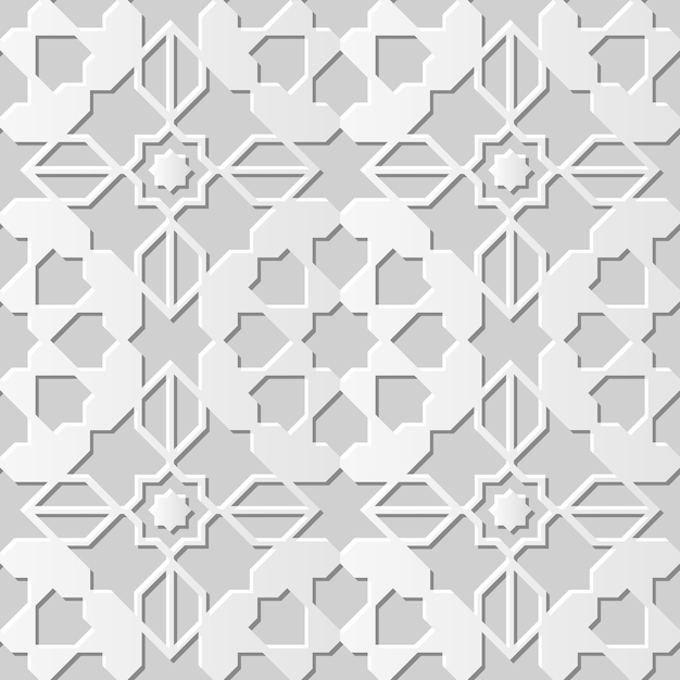 damask seamless 3d paper art star cross geometry