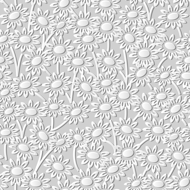 Damask seamless 3d paper artdaisy flower