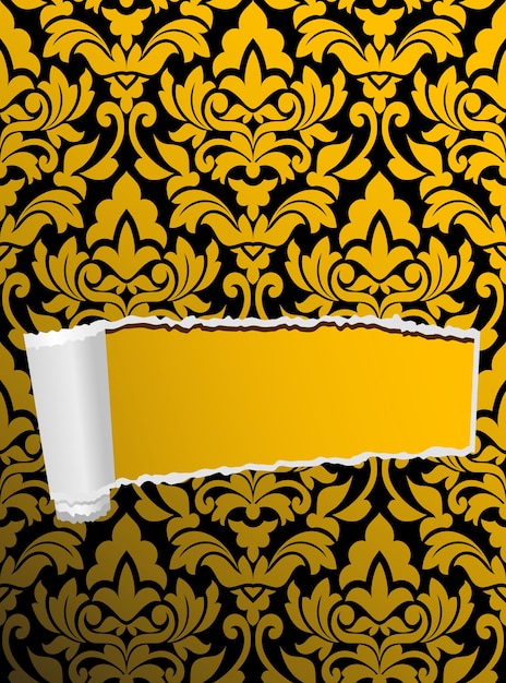 Damask seamless background with hole