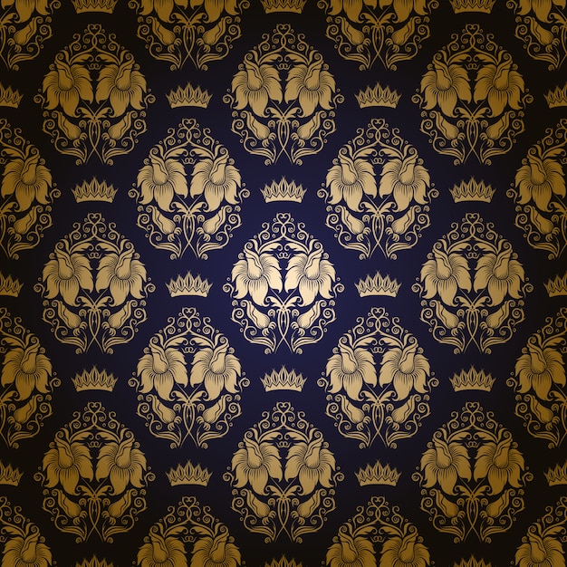 Vector damask seamless floral pattern.