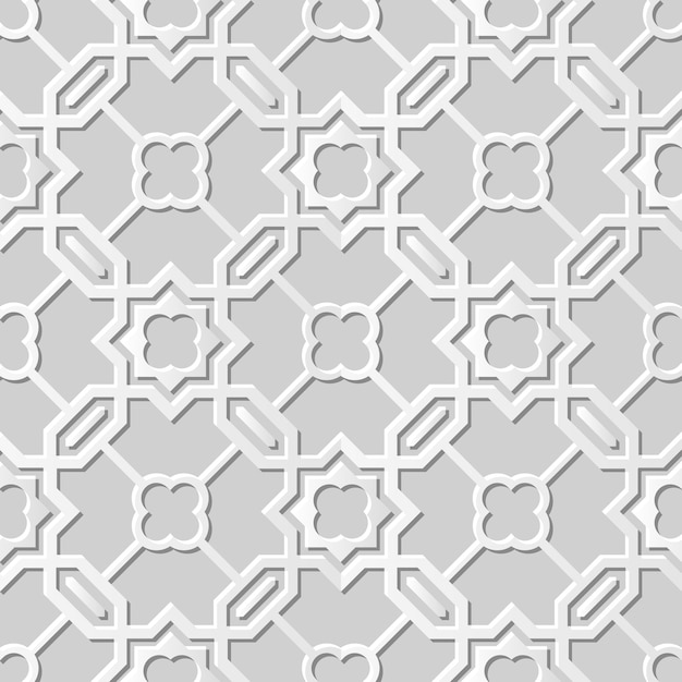 damask seamless pattern 3d paper art pattern polygon cross star