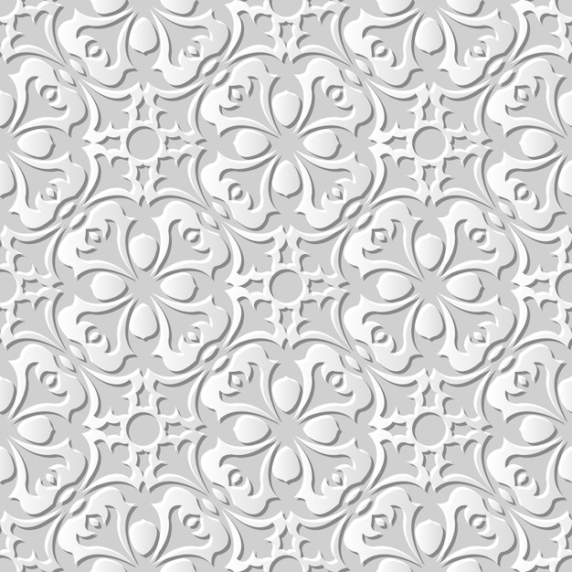Damask Seamless pattern 3D paper art Round Kaleidoscope Flower