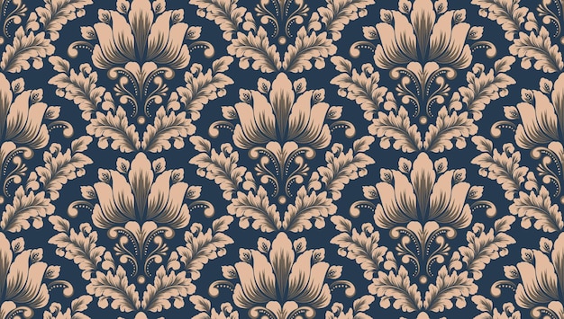 Damask seamless pattern element vector classical luxury old fashioned damask ornament royal victorian seamless texture for wallpapers textile wrapping vintage exquisite floral baroque template