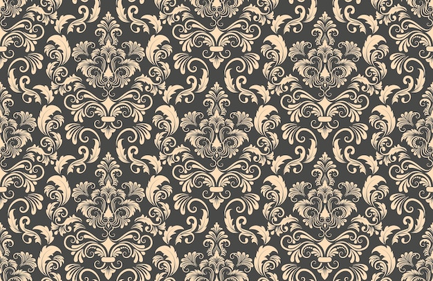 Vector damask seamless pattern element vector classical luxury old fashioned damask ornament royal victorian seamless texture for wallpapers textile wrapping vintage exquisite floral baroque template