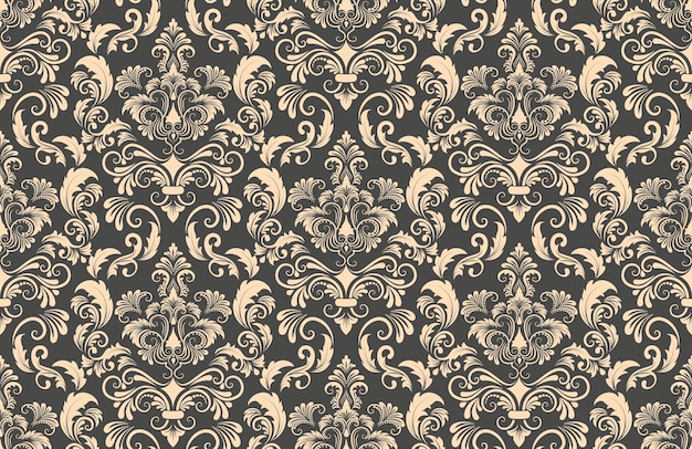 Damasco senza cuciture elemento vettore classico lusso vecchio stile damasco ornamento reale vittoriano senza soluzione di continuità per sfondi tessile avvolgimento modello barocco floreale vintage squisito