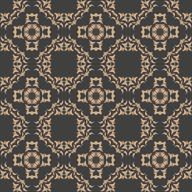 Damask seamless retro pattern background botanic garden spiral curve cross frame leaf vine flower.