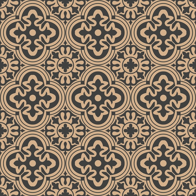 Damasco seamless pattern retrò sfondo curva rotonda croce telaio caleidoscopio di fiori.