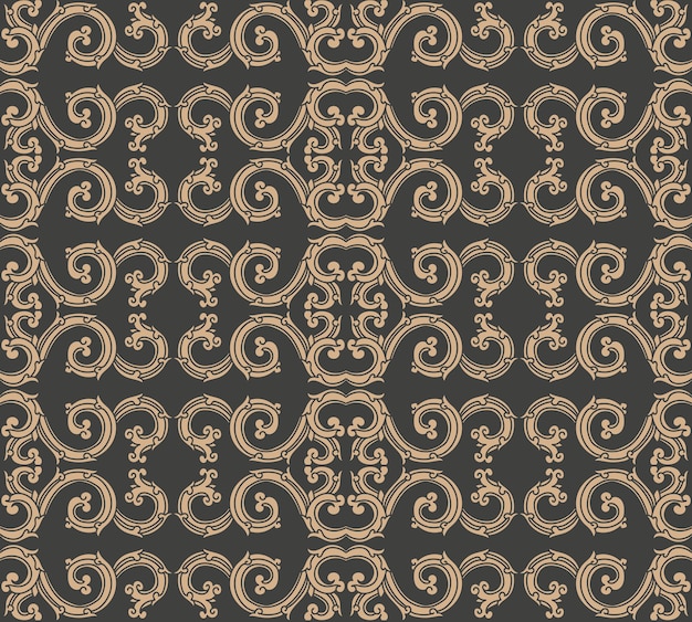 Damasco seamless pattern retrò sfondo spirale vortice curva croce cornice orientale catena cresta.