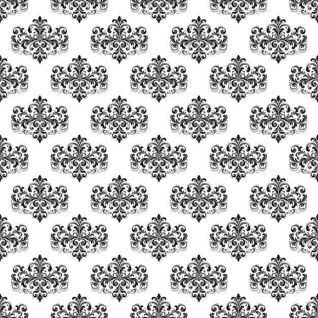 Damask Textiel naadloos patroon Luxe decoratieve sierbloemen scheidingsplaat Zwarte lijn