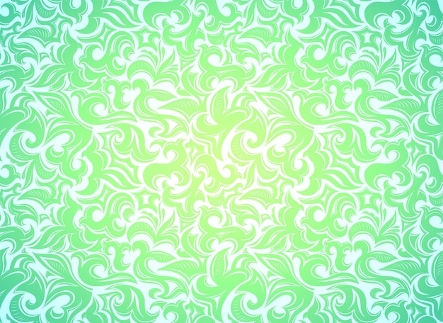 Damask vintage bright lime green background with floral element in Gothic Baroque style