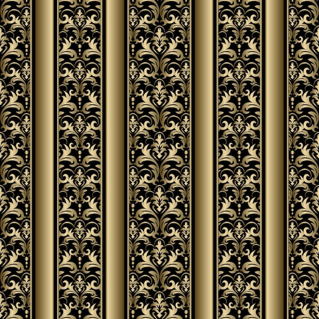 Damask wallpaper vintage pattern vector seamless border in victorian style