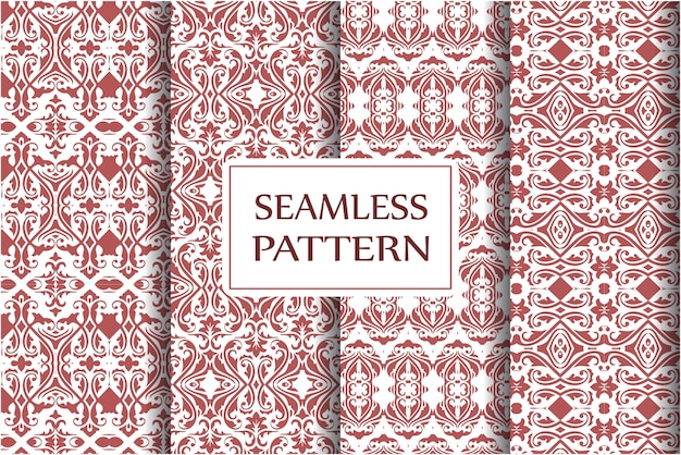 Damast naadloze patroon set. koninklijke victoriaanse naadloze textuur voor achtergronden, textiel, onmiddellijke verpakking