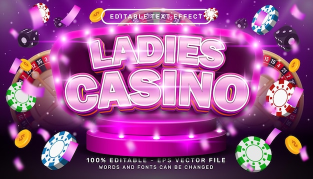 dames casino 3D-teksteffect en bewerkbaar teksteffect