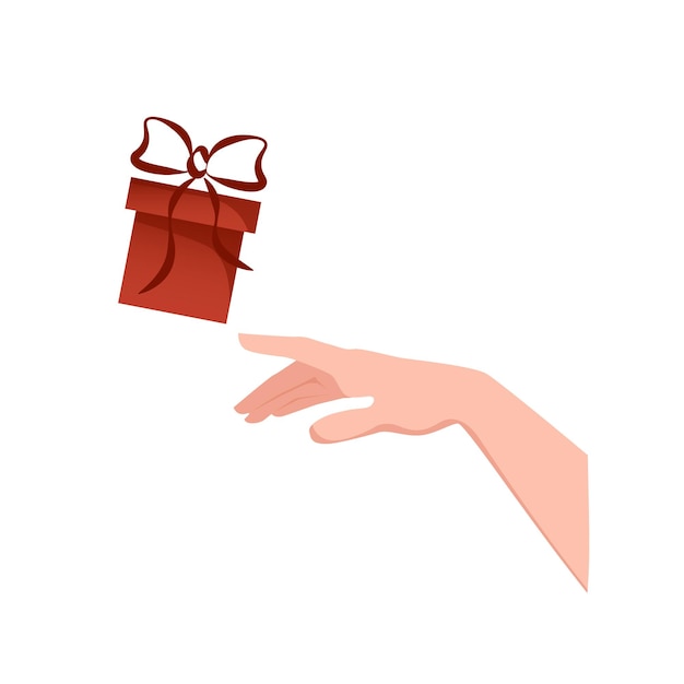 Dames hand met een rood cadeau