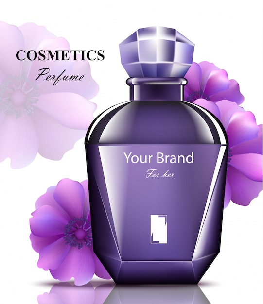 Dames parfum paarse fles met delicate bloemengeur.