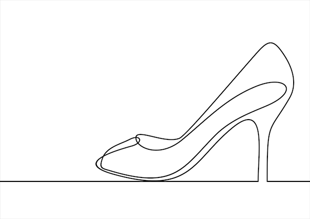 Damesschoenen met hoge hakken vectorlijnpictogramcontinue lijntekening