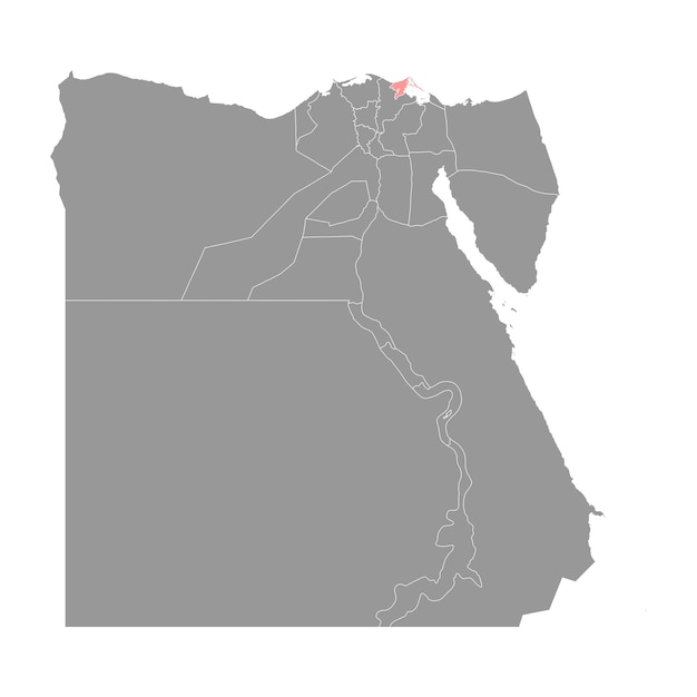 Damietta Governorate kaart administratieve indeling van Egypte Vector illustratie