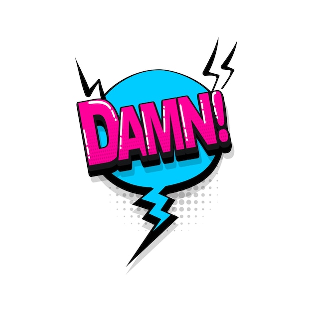 Damn shit comic text sound effects pop art style Vector speech bubble word cartoon