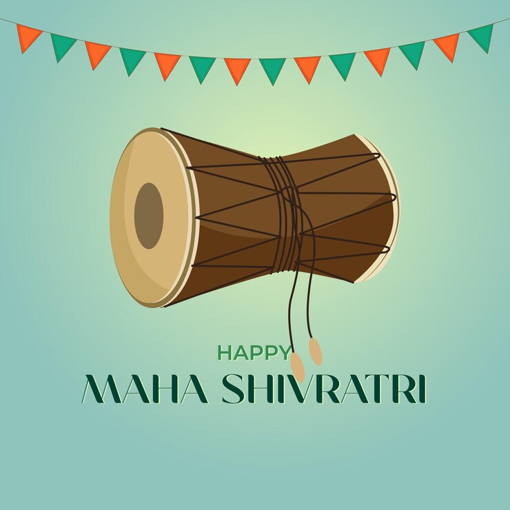 वेक्टर damru vector illustration of greeting card for maha shivratri