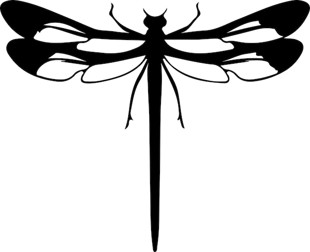 damselfly black silhouette with transparent background