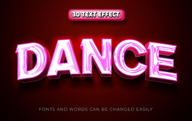 Танцевальный 3d стиль редактируемого текстового эффекта