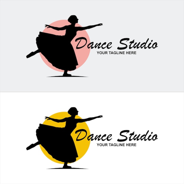 Logo della discoteca, ballerina nel logo della danza. perfetto per scuola di danza o studio