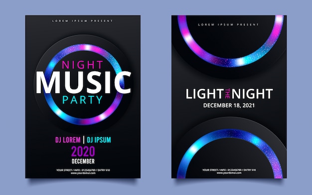 Dance club night zomer partij flyer brochure lay-out sjabloon. club party banner