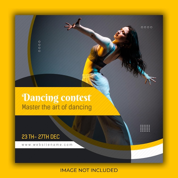 Дизайн шаблона поста для продвижения в социальных сетях урока танцевального конкурса