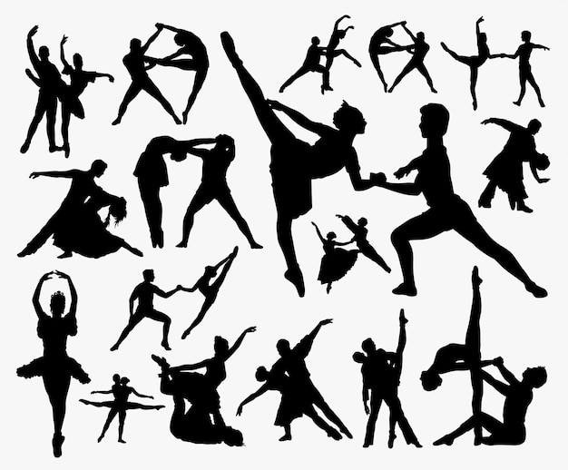 Vector dance exercise silhouette.