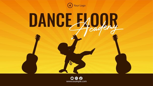 Dance floor academy landscape banner template