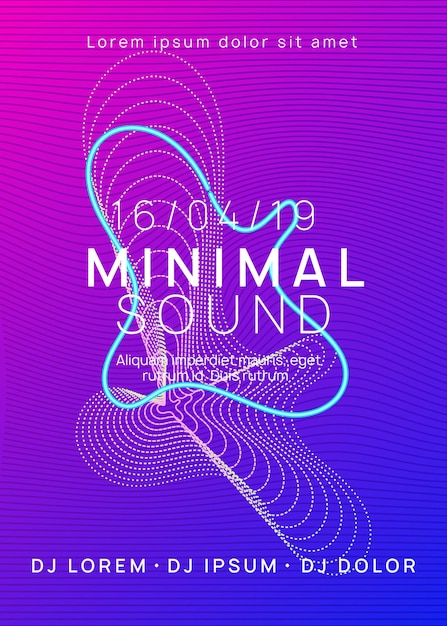 Dance flyer. dynamic gradient shape and line.techno dj party.