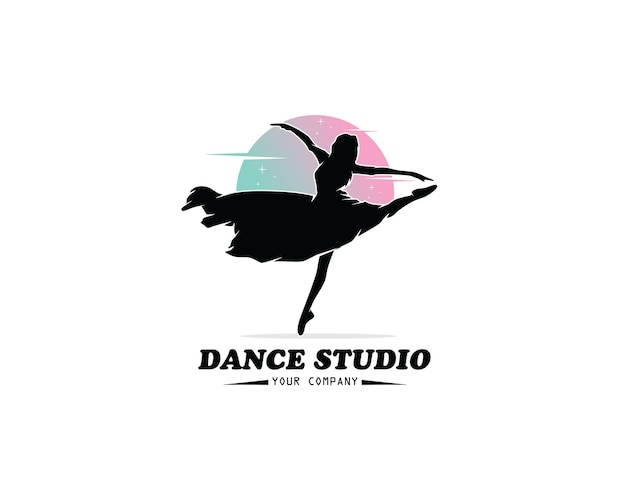 Dance logo silhouette design vector