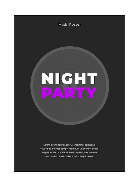 검은 배경에 DJ 믹서가 있는 나이트 클럽을 위한 댄스 미니멀리즘 포스터 나이트 뮤직 파티 전단 또는 포스터 또는 배너 디자인 템플릿 Minimalistic vector poster banner cover