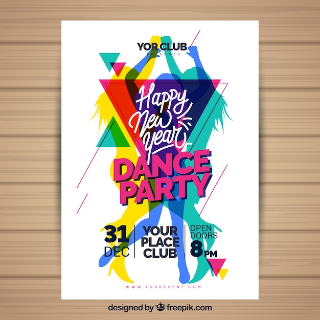 Dance party colourful poster for new year