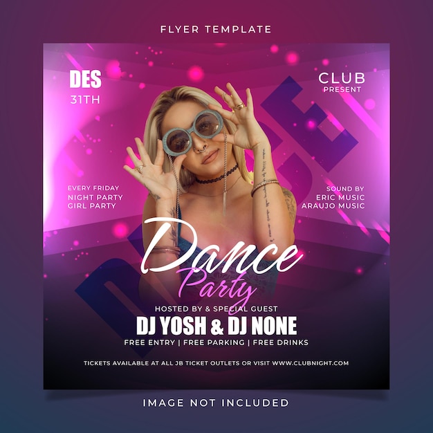 Dance party flyer template