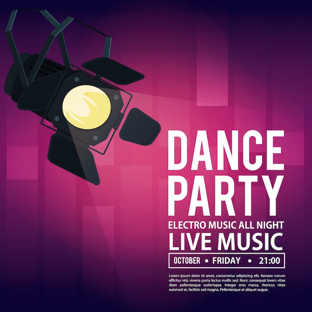 Dance party invitation card with date