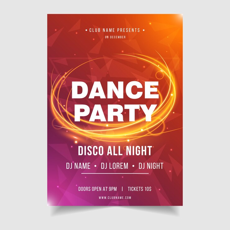 Vector dance party night muziek evenement poster sjabloon