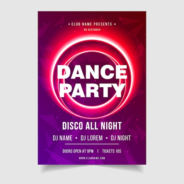 Dance Party night muziek evenement poster sjabloon