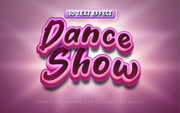 Dance show 3d editable text effect style