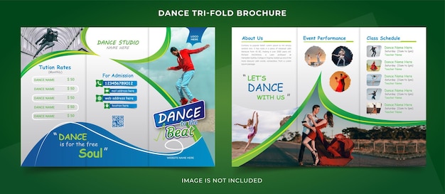 Design del modello di brochure a tre ante per studio di danza