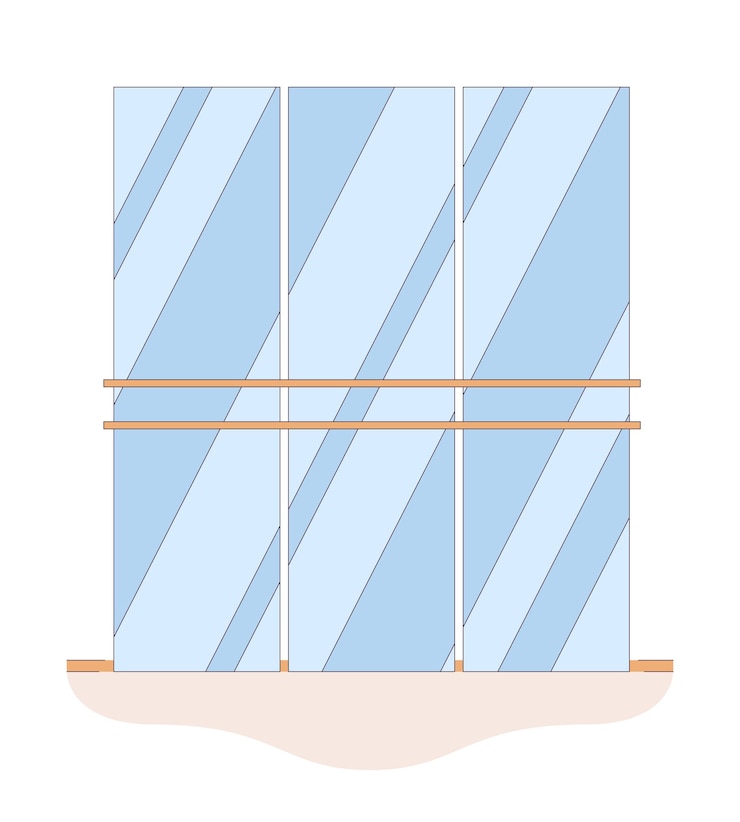 Vector dance studio with mirrors line cartoon flat illustration