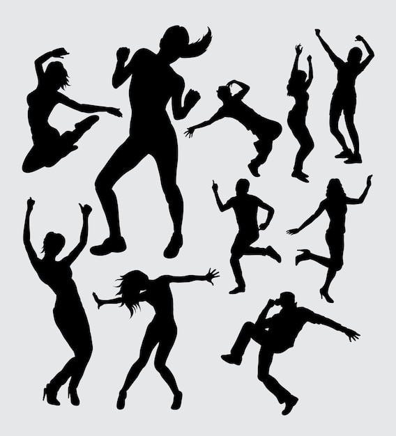 Dancer male and female action gesture silhouette