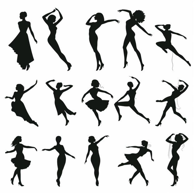 Vector dancer silhouettes cartoon vector