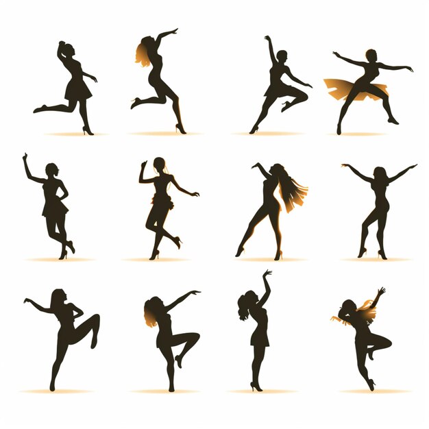 Vector dancer silhouettes cartoon vector