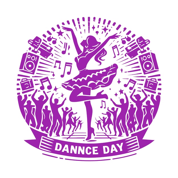 a dancers dance day with a background of music and a picture of dancing girl