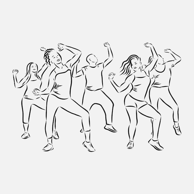 Vector dancers illustration . fitness dancers, fitness, dancer, vector sketch illustration