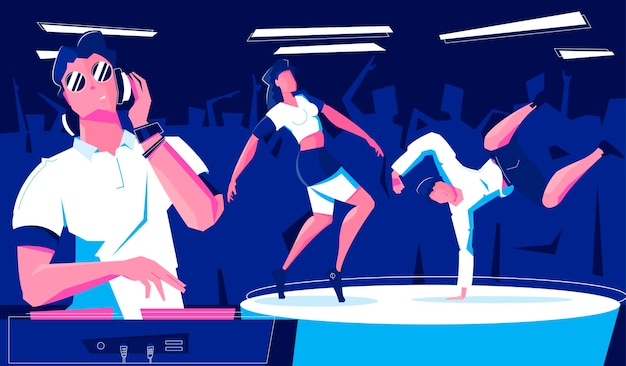 Dancers at night club illustration