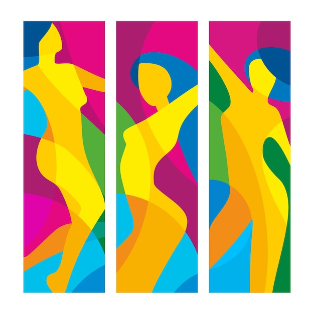 The dancing beautiful girl on a colorful background Abstract vector flat illustration