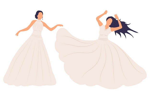 Vector dancing brides in flat style vector