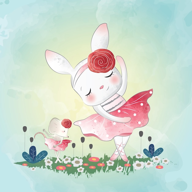 Dancing Bunny met kleine muis